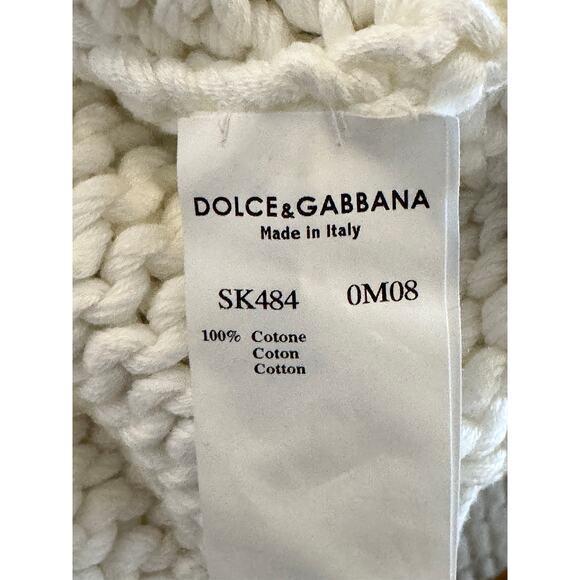 Dolce&Gabbana Men's White Cotton Shawl Cardigan - Picture 4 of 5